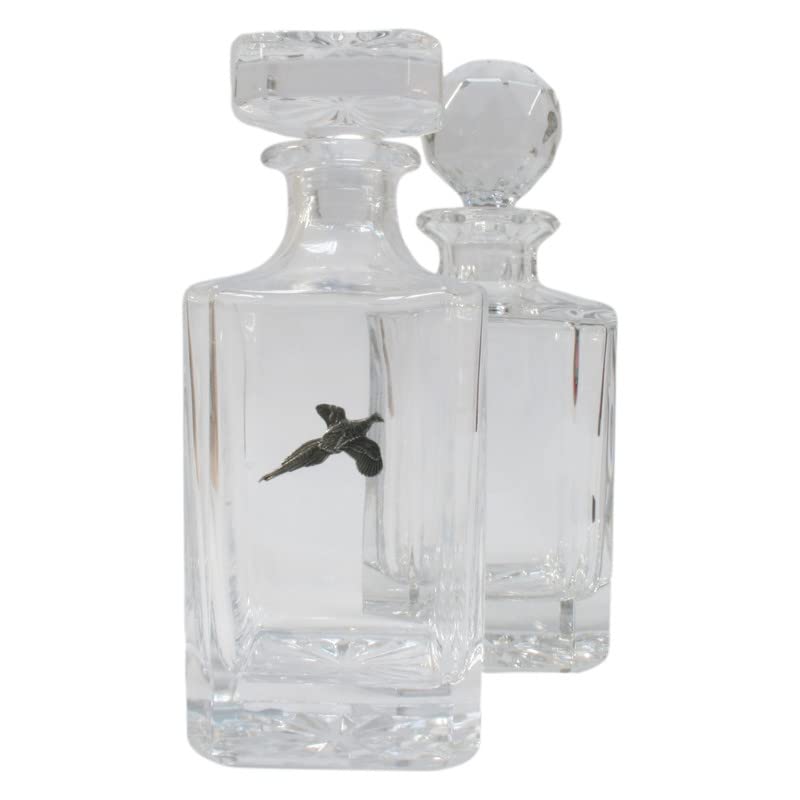 Pheasant Cut Crystal Glass Decanter & Golf Ball Style Stopper 268
