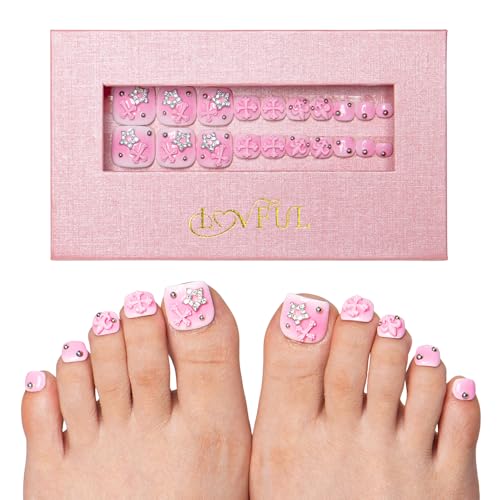 LOVFUL Press on Toenails Pink Bliss Blush | 20 PCS