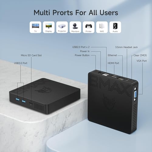 Image of Bmax Mini PC B1 Pro Intel Gemini Lake N4000 (Up to 2.6GHz), 8GB LPDDR4 128GB eMMC Support M.2 SSD Expansion (512GB /2TB), 4K Dual Display 2.4G /5G WiFi & BT4.2 Mini Desktop Computer for Home /Office