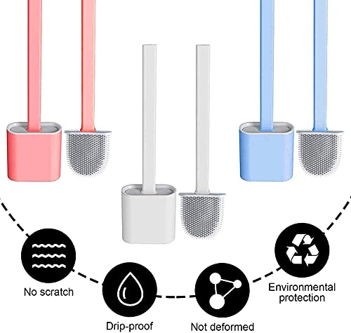 Image of COOFANDY Toilet Brush with Stand - Flexible Silicone Bristles, Western Toilet Brush Holder Stand