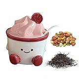 Tarro De Sal - Cuenco Cerámico con Diseño Animado y Lindo con Tapa y Cuchara,Recipiente de Sal Divertido - Para Hogar, Cocina, Horneado, Comedor, Picnic, Exterior, Campamento Y Condimentos