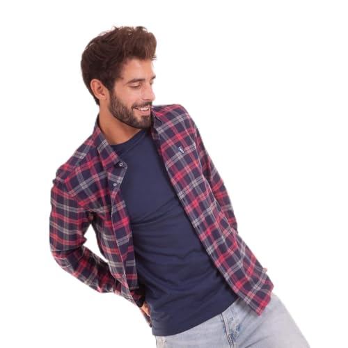 Chemise flanelle homme manches longues coupe droite col classique