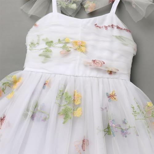 Ibtom Castle Baby Girls' Special Occasion Dresses: Toddler Flower Princess Tutu Tulle Floral Wedding Dress Graduation Pageant Prom Formal Dresses For Baby&Toddler Summer Outfit White 2-3T thumb #3