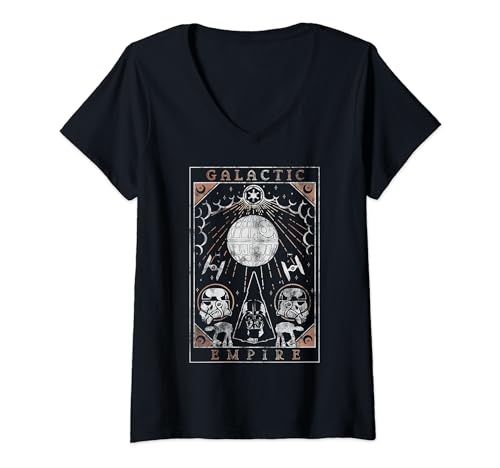 T-shirt Star Wars col V coupe femme confortable motif Death Star Galactic Empire
