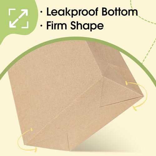 Pureegg Brown Paper Bags - 150 Pack, 5.25×3.25×8inch, Small Gift Bags Bulk with Handles, Kraft Bags, Small Size Paper Bags with Handles for Small Business, Party Supplies, Christmas - Thumbnail 4