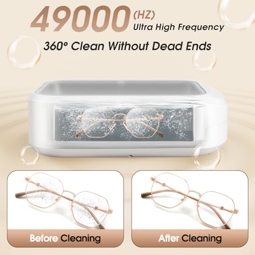 Ultraschallreinigungsgerät Brille 49KHz, 640ml Brillenreinigungsgerät, Ultraschallreiniger mit 3 Geschwindigkeiten für Brillen
