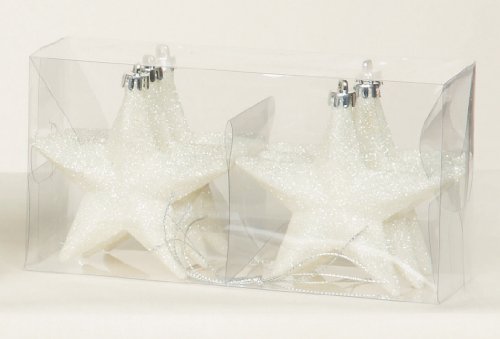 Premier Lot de 6 étoiles de Sapin de Noël à Paillettes Blanc (10 cm) Cover
