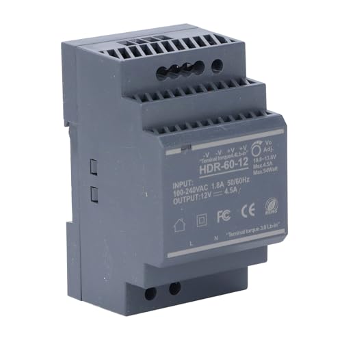 Alimentation à Découpage sur Rail 12 V 5 A 60 W PC Ignifuge à Montage Fin HDR 60 12, Compacte et Portable pour la Maison, Le Bureau et L'usage Industriel