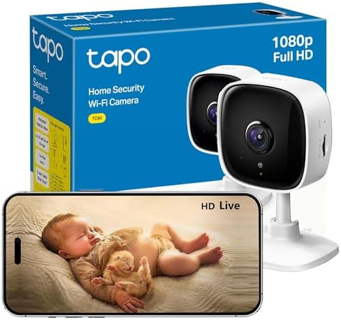 Tapo TC60 Indoor Camera House Security Camera, WiFi Camera, No Monthly Fee, AI Detection, Dog Puppy Camera, Baby Camera Monitor, CCTV, 2-way Talk, Advanced Night Vision, Works with Alexa & Google