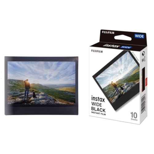 instax 16745028 Película instantánea Wide con los Bordes en Negro, Ancho, Borde Negro, 10 Disparos
