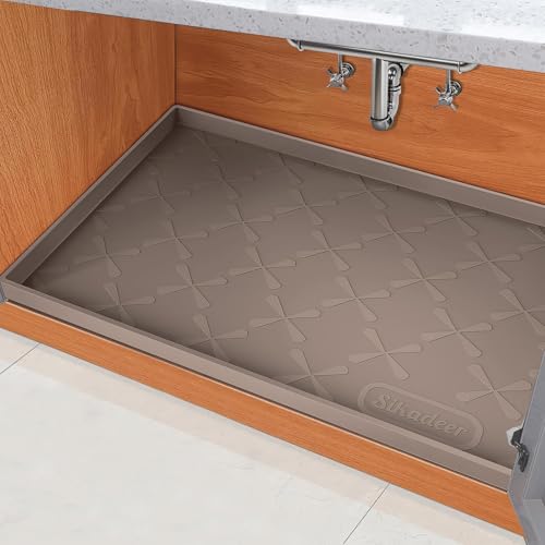 SIKADEER 25" x 19" Under Sink Mat Waterproof, Silicone Mat Kitchen Drawer Shelf and Cabinet Liner, Sink Protector for Kitchen Organizers and Storage, Boot Tray Pet Food Mats