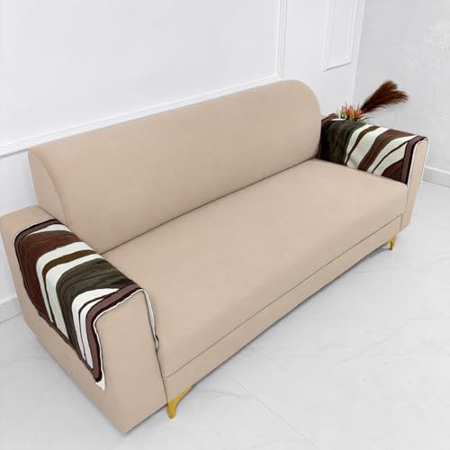Image of Homerz Premium 'Luxe Series' Holland Velvet Sofa Cover | Smooth Finish | Anti-Skid Fleece Backing | Soft Touch Couch Seater Protector for Living Room Dustproof (Ocean Crest, 2 pc Armrest, Armrest)