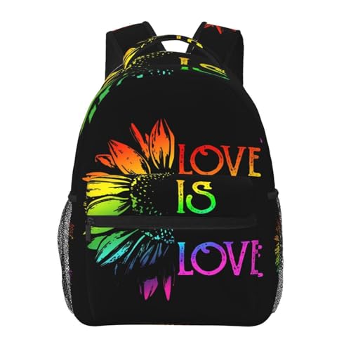 LGBT Rainbow Gay Pride Flag love is love sunflower_86452069 Backpack Large Capacity Lightweight Casual Travel Sports Backpack 11.4X7.8X15.7 inch