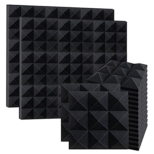 12 Pack Acoustic Sound Foam 2" X 12" X 12" Foam Wall Panels Soundproofing Fire Resistant Acoustic Foam Sound Panels Wedges 2â€ Studio Noise Foam Panels for Wall Ceiling Acoustic Treatment Fireproof