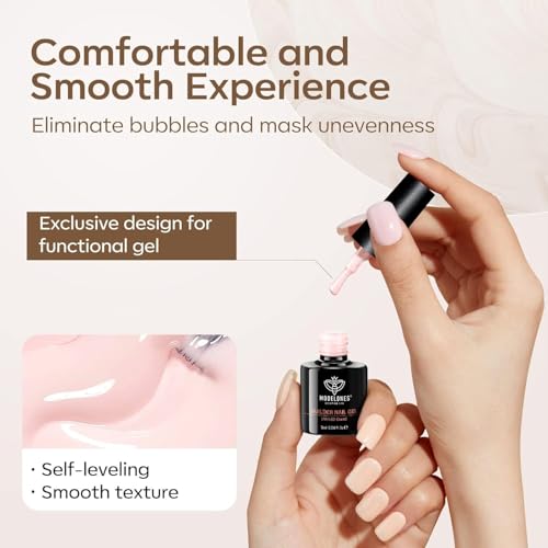 Image of modelones Builder Nail Set, Builder Base Colors Nude Netural- 6Colors, Soft Blush Hard Strengthener Rubber Base Gel Polish 8-in-One Extension LED Nail Lamp Cured