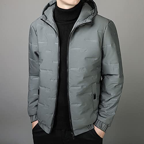 JEsilunmaMY Men's Winter Cropped Hood Puffer Jacket Lightweight Zip Up Warm Thicken Down Coat Fashion Windproof Padded Coat2