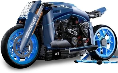 JUCYJULY Technik Motorrad Bausteine für Bugatti, 986 Klemmbausteine Technik Supermotorrad Modellbausatz, MOC Rennen Motorrad Bausatz Erwachsene, Superbike Spielzeug Geschenk für Kinder