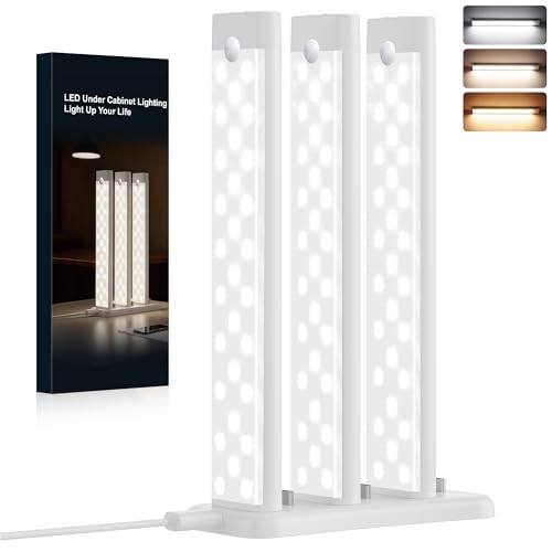 RIHVY 8″ Under Cabinet LED Lights with Charging Station (3 pack)
