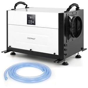 COSTWAY Luftentfeuchter mit 3 Modi & 24H Timer, Bautrockner hängend & freistehend 2in1, Industrie Trocknungsgerät mit Ablaufschlauch & automatischer Abtauung für Keller, Lager (Weiß, 27-73 L/Tag)