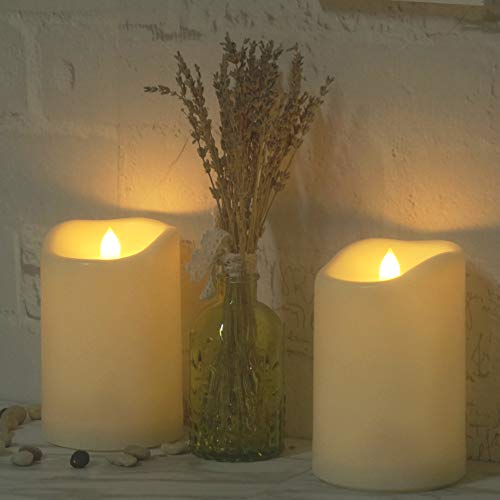 Image of CANDLE CHOICE Large Waterproof Outdoor Battery Operated Flameless Candles with Timer Realistic Flickering Plastic Electric LED Pillars for Lantern Garden Yard Halloween Christmas Decorations 4x6 2PCS