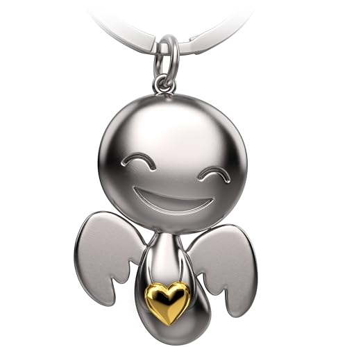 FABACH Schutzengel Schlüsselanhänger Happy mit Herz - Engel Glücksbringer Schlüsselanhänger Liebe - Geschenk Schutzengel Glücksbringer - Engel mit Herz als Geschenkidee für Freundin