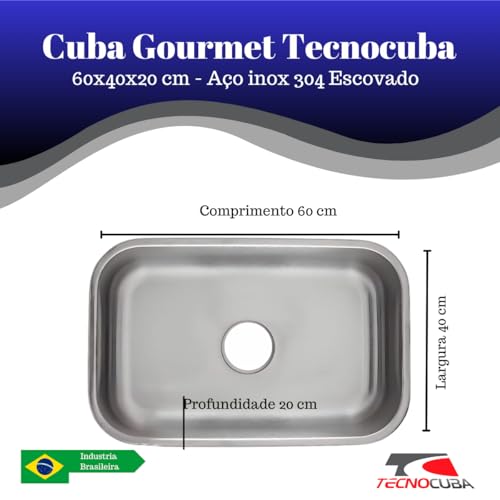 Cuba Gourmet Tecnocuba 60x40x20 Escovada - Aço Inox 304