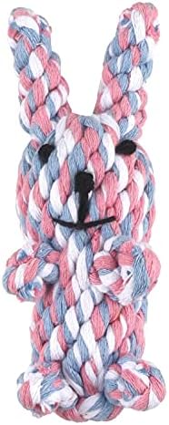 BONOCO Dog Toy Puppy Chew Toy for Boredom - Dog Cotton Rope Toy Rabbit-Shaped Natural Teeth Cleaning Pet Dog Rope Toy-Pet Training/Bite Tolerance/Interaction(Orange) (Color : Carro)