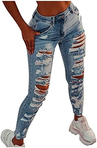 UODSVP Girls’s Excessive Waisted Denims Stable Coloration Bandage Gap Denims Flares Ankle Trend Pants Trouser