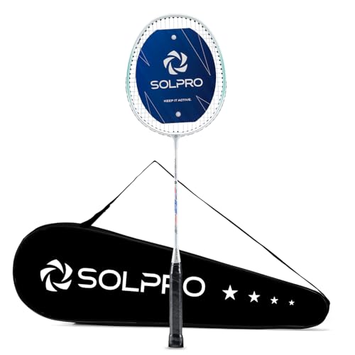 Image of SOLPRO Vanguard 8 Aluminium Badminton Racket for Beginners & Intermediate, Adult & Kids Shuttle Bat with Full Cover Bag, Lightweight Racket with Durable Frame for Practice & Match