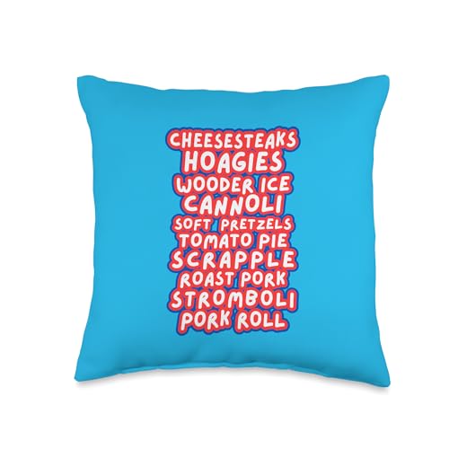 Philadelphia Philly Foods Cheesesteaks Hoagies Wooder Ice Throw Pillow