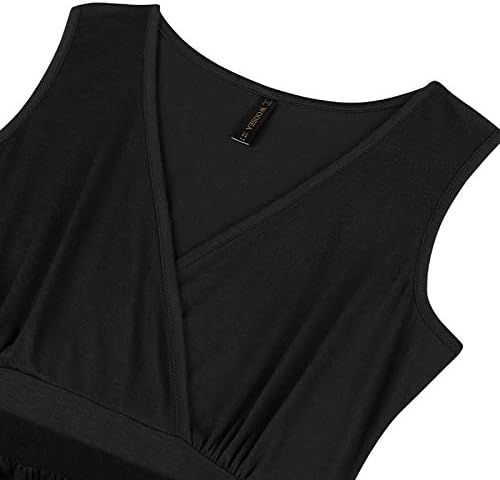 WOOSEA Women Sleeveless Deep V Neck Pocket Loose Long Dress Split Maxi Casual Dresses - Image 3