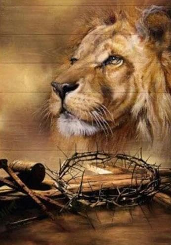 Tableau Jésus Lion Chrétien 50x70cm toile imprimée art mural déco