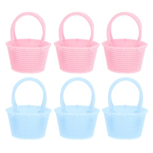 ZUNOXAZ 6個 プラスチック製軽量手提げバスケット 多機能収納かご