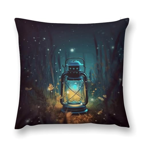 RLDOBOFE Fireflies and Lantern Throw Pillow Cover Super Soft Decorative