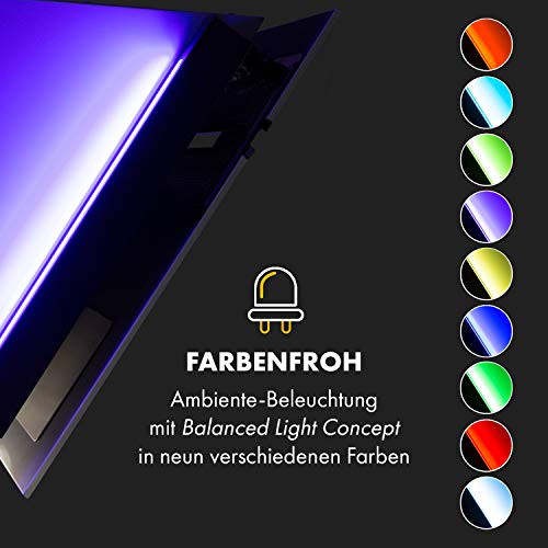 Klarstein Alina Afzuigkap - Afzuigkap met 600 M³/H Vermogen in 3 Standen, Wandkap met RGB Omgevingslicht, Afzuig-/Recirculatiemodus, Touch, LED-Verlichting, Glazen Front, 60 Of 90 Cm, Zwart Of Wit - Afbeelding 6