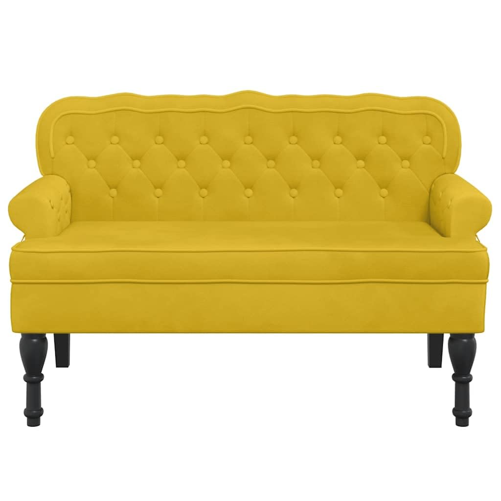 vidaXL Banco, Silla con Respaldo Reposabrazos, Banca de Final de Cama, Asiento Tapizado para Pasillo Recibidor Dormitorio, Terciopelo Amarillo