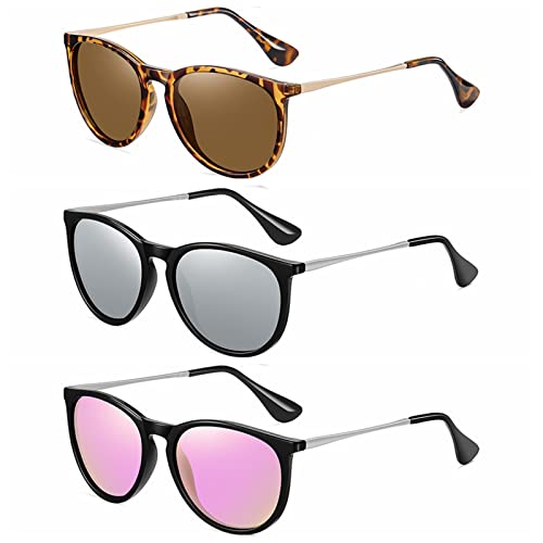 Ougenni Sunglasses for Women Men Vintage Polarized Women Sunglasses Round Classic Retro Sunglasses UV Protection Lens
