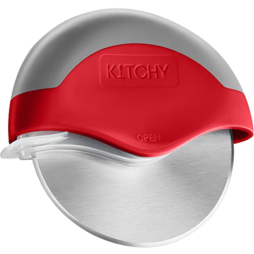 Kitchy Pizza Cutter Wheel With Protective Blade Cover, Ergonomic Pizza Slicer (Red) #TOP3