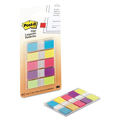 3M Post-It Flags To-Go, 1/2 X 1-3/4, 5-Bright Colors, 100 Flags/Pack (6835Cb) #TOP2