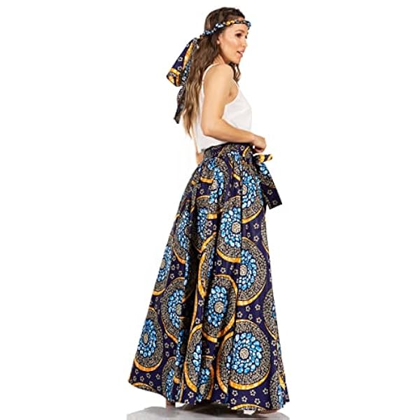 Sakkas Gonna Lunga Asma Second Convertibile Tradizionale Stampa Cerata con Cinturino Regolabile