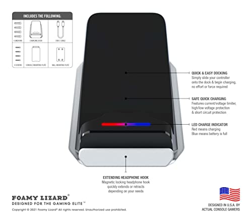 Foamy Lizard Console de carregador PS5 e suporte de parede para Playstation 5 DualSense estação de c