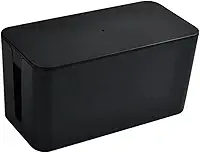 Caixa Organizadora Porta Cabos Para Esconder Fios, Extensões E Carregadores Com Design Liso E Discreto Ideal Para Mesa, Escritório Ou Casa - DAZZELI (PRETO)