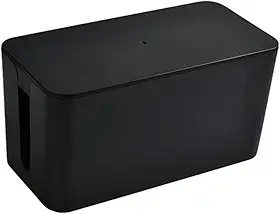 Caixa Organizadora Porta Cabos Para Esconder Fios, Extensões E Carregadores Com Design Liso E Discreto Ideal Para Mesa, Escritório Ou Casa - DAZZELI (PRETO)