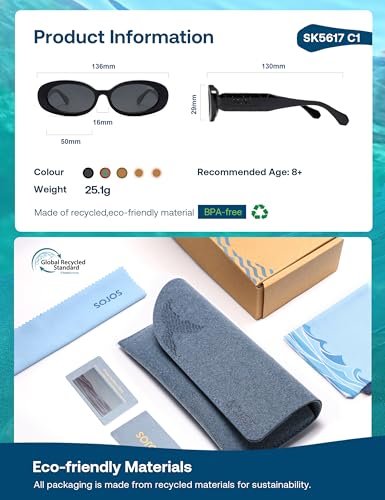 Image of SOJOS Ocean Collection Retro Oval Polarized Sunglasses Kids SUNLIGHT S