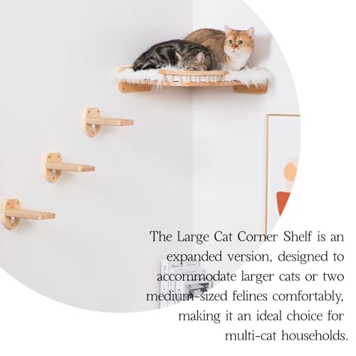 Estante para gatos de madera con 3 niveles y cama plush miniatura 3