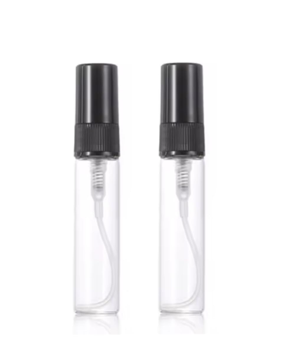 Cmj Black 2 X 5Ml Clear Glass Spray Bottles Atomiser Travel Perfume Liquid Sample Atomizer Lid Uk Seller