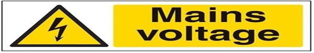 V Safety Mains Voltage Warning Sign - 300mm x 100mm - 1mm Rigid Plastic