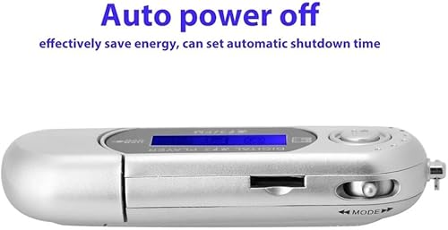 Miniatura 5 de 1 unidad USB 2.0 digital MP3 reproductor de música portátil LCD compatible con tarjeta TF de 32 GB y radio FM, uso 20 horas, plata