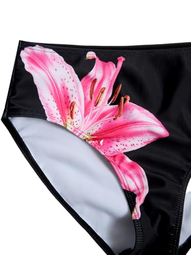 Image of RoseSeek Girl's 3 Piece Cute Bowknot Bathing Suit Halter Triangle High Waisted Swimsuit with Beach Cover Up Skirt