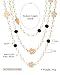 IDOKAWA 8MM Round Simulated Shell Pearl Strand Layered Necklace for Women, Dainty Multiple Strands Long Necklace for Party, Vintage Costume Jewelry
